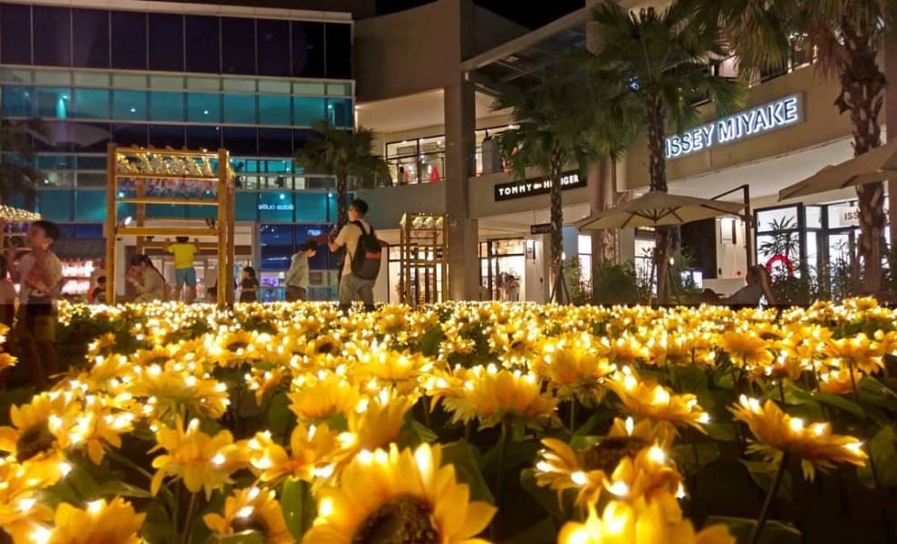 【旅讀早安】千朵燈火夜似晝，林口三井Outlet向日葵花海